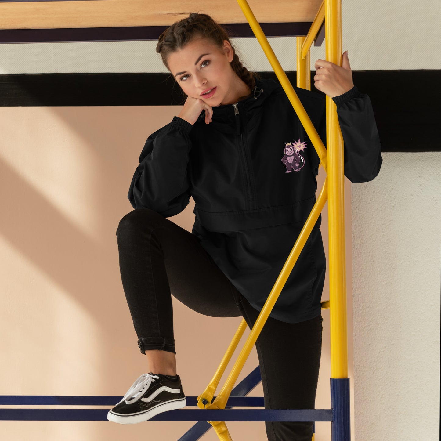 Hella Bad Gorilla Embroidered Champion Packable Jacket