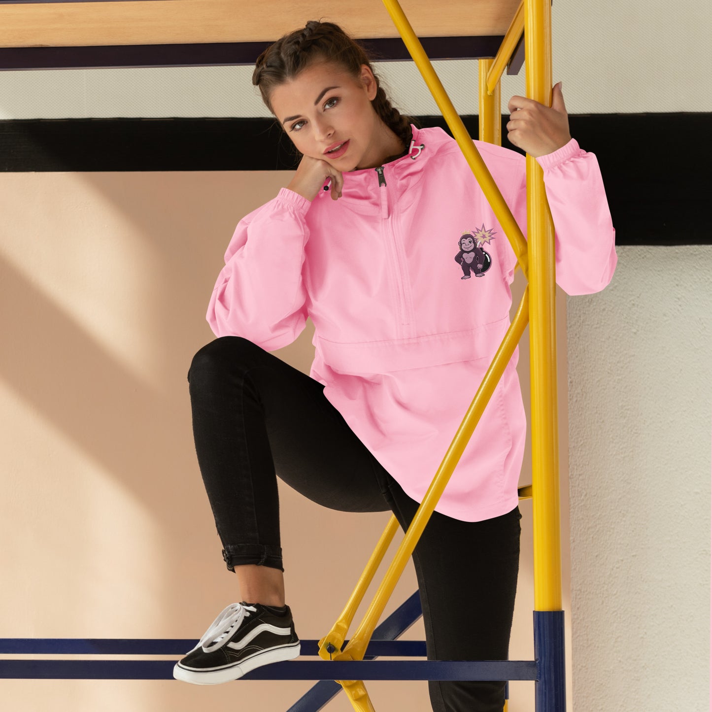 Hella Bad Gorilla Embroidered Champion Packable Jacket